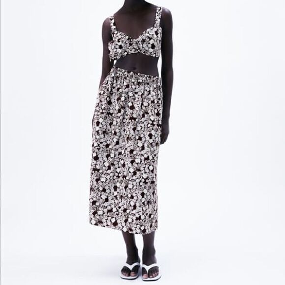 ZARA FLORAL BUCKLE CROP TOP - Picture 7 of 9